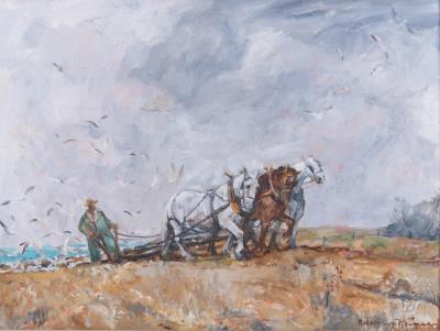 Farmer with Horse-Drawn Plow by Robert Von Neumann - Auction record, sale price, and art valuation. Compare with similar artists and explore comparable artworks.