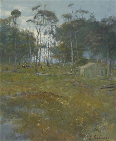 Bush Hut and Figures