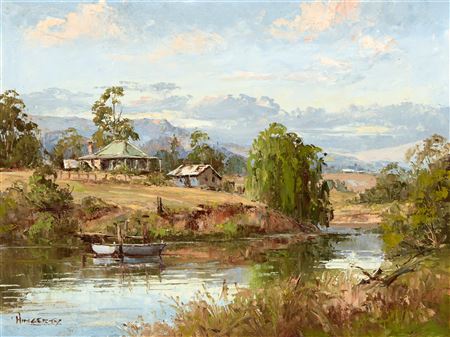 Wingham Homestead, Manning River by John Hingerty - Auction record, sale price, and art valuation. Compare with similar artists and explore comparable artworks.