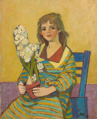 Seated Girl with Hyacinth by Helena Krajewska - Auction record, sale price, and art valuation. Compare with similar artists and explore comparable artworks.