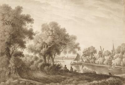 Fishermen by a Dutch Canal