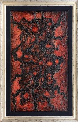 Black Romagna on red, standing, 1959