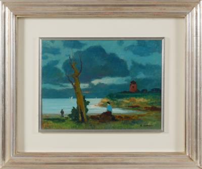 Lake view with figures