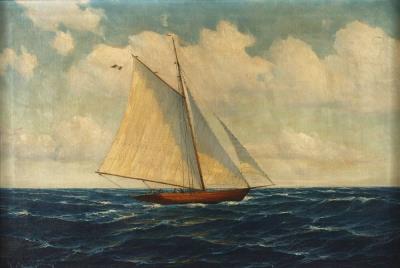 Sailing yacht on the sea by Adolf Schuhknecht - Auction record, sale price, and art valuation. Compare with similar artists and explore comparable artworks.