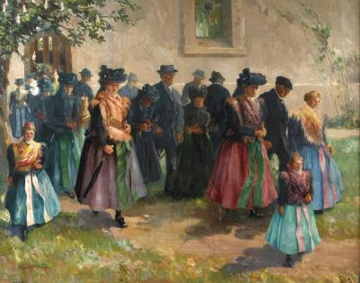 Kirchgang in Ziebingen by Josef Adam - Auction record, sale price, and art valuation. Compare with similar artists and explore comparable artworks.