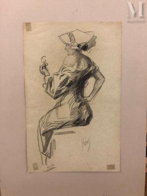 Study of a woman with a flower