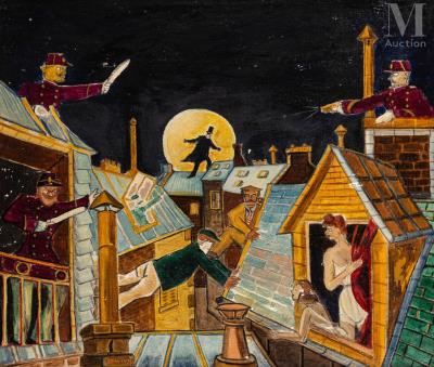Lively scene on the rooftops of Paris