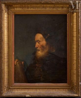 Old man with book; Old lady with glass
