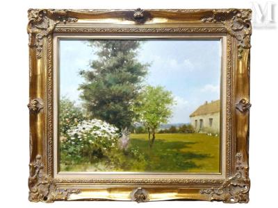 Landscape with flower bed
