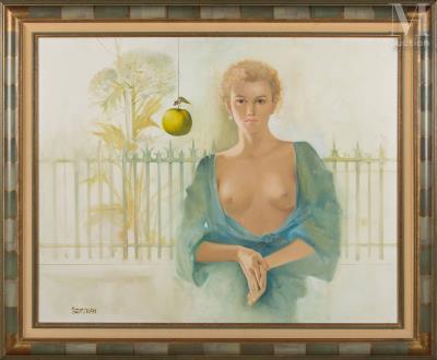 Woman with apple