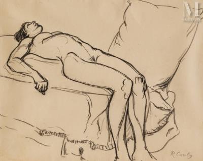 Nude lying on his back