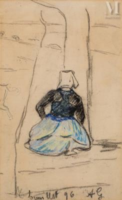 Study of a Breton woman under a tree