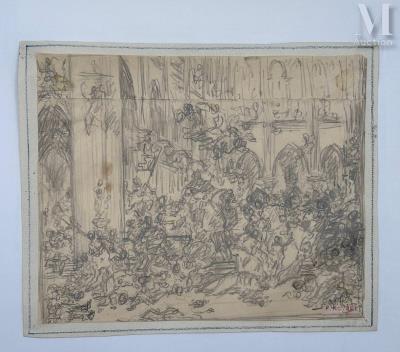Preparatory sketch for the painting "Charles Le Téméraire entrant à Nesles"
