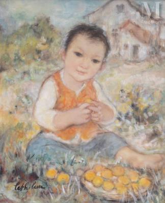 Child playing in the garden