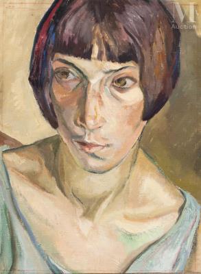 Portrait of a young woman with a bobbed hairstyle
