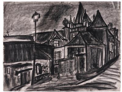 Street corner and lamppost