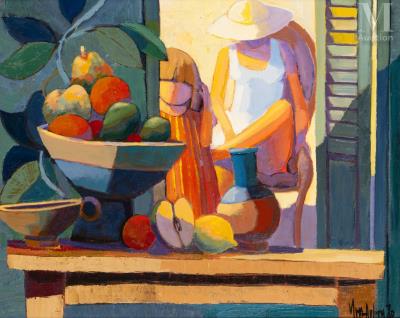 Composition with fruit bowl