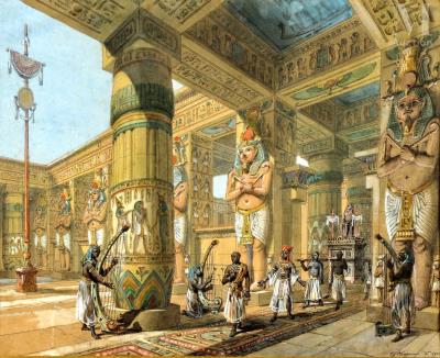 Pharaoh's arrival at the temple - Ancient Egypt