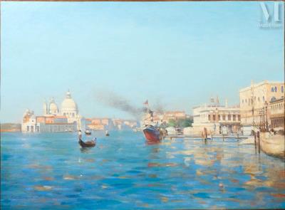 Venice, gondolas and boats in front of the Doge's Palace