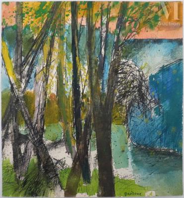 Trees under an Orange Sky