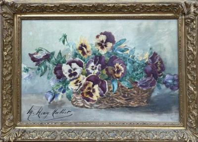 Still Life with a Bouquet in a Wicker Basket
