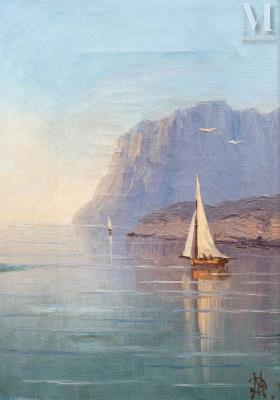 Sailboat in Front of Ayou-Dag in Crimea