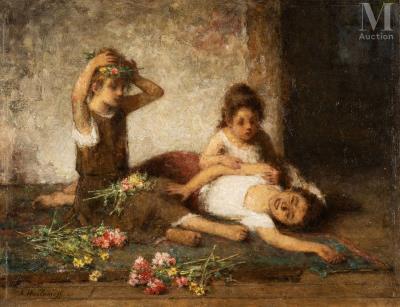 Girls Returning from Picking Flowers