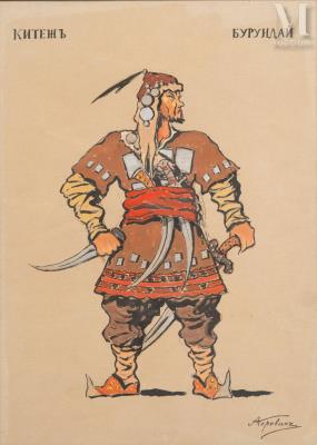 Costume design for "Burundaï" for the opera "The Legend of the Invisible City of Kitezh" by Rimsky Korsakov