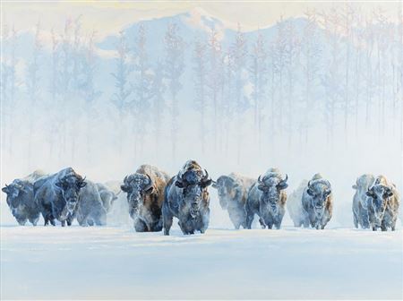 Buffalo Herd by Edward DuRose - Auction record, sale price, and art valuation. Compare with similar artists and explore comparable artworks.