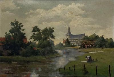 Washerwomen by Edouard Peereboom - Auction record, sale price, and art valuation. Compare with similar artists and explore comparable artworks.