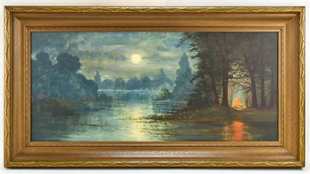 NOCTURNAL LAKESIDE SCENE