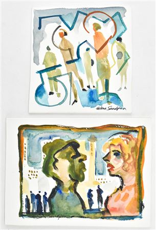 FIGURAL WATERCOLOR PAINTINGS (2)