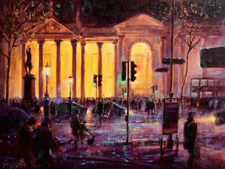 Evening Drizzle, College Green, Dublin (2001) by Gerry Glynn - Auction record, sale price, and art valuation. Compare with similar artists and explore comparable artworks.