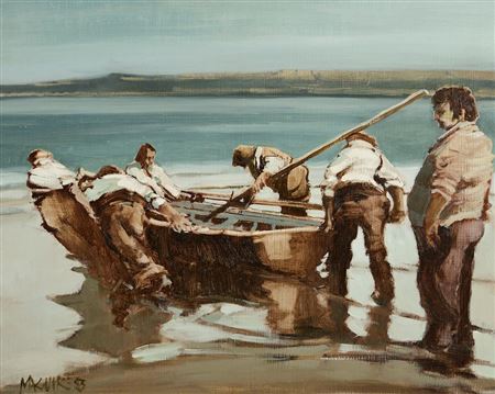 Launching Currach, Inishmaan