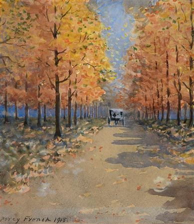 Horse and Carriage in a Tree Lined Avenue