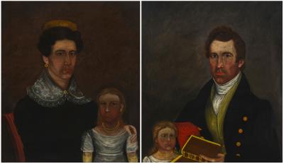 Portrait of Mrs. Clarinda Johnson and Sarah Amelia Johnson; Portrait of Henry Johnson and Susan Catherine Johnson