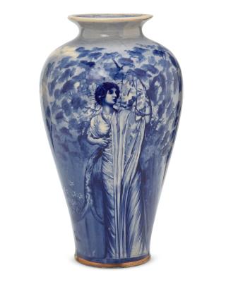 A blue and white enameled porcelain vase