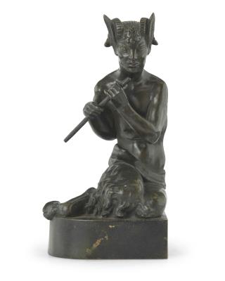 A Continental Art Deco bookend figure of a satyr
