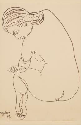 Seated nude seen from the side, 1959