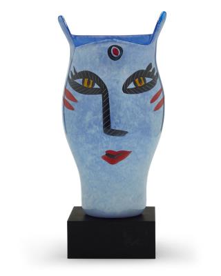 An "Open Minds" painted glass vase for Kosta Boda