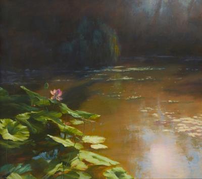 Afternoon Light in Lotusland by Richard Schloss - Auction record, sale price, and art valuation. Compare with similar artists and explore comparable artworks.