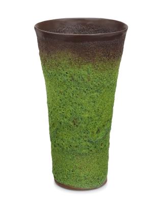 A volcanic glazed earthenware vase