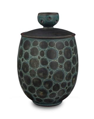A glazed stoneware lidded jar, mid-20th century