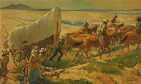 Wagon train by Hernando Villa - Auction record, sale price, and art valuation. Compare with similar artists and explore comparable artworks.