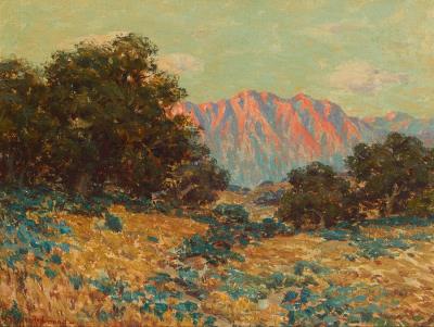 Distant mountains at sunset