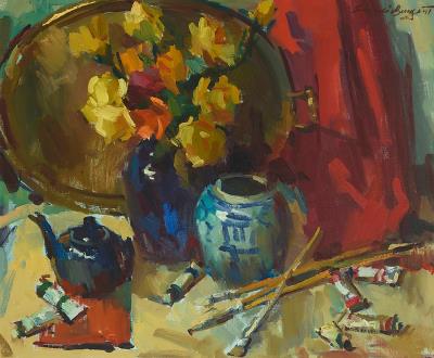Still Life with Blue and White Jar, Paint Tubes and Brushes