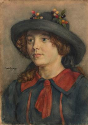 Portrait of a Young Lady in a Hat Adorned with Berries; and Sketch of a Lady in Profile (Double-sided)