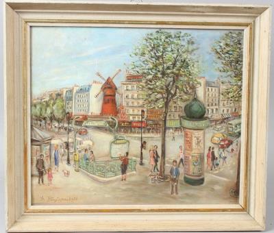 View of Montmartre with the Moulin Rouge by Alexandre Poustynnikoff - Auction record, sale price, and art valuation. Compare with similar artists and explore comparable artworks.