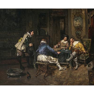 Musketeers playing draughts