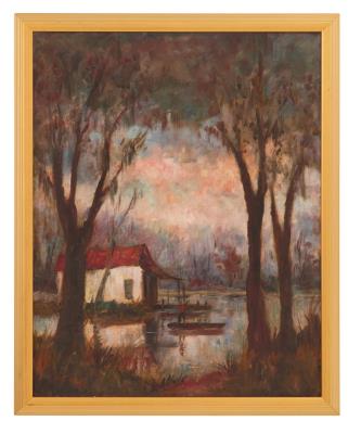 Red-Roofed Cabin by Nestor Hippoyle Fruge - Auction record, sale price, and art valuation. Compare with similar artists and explore comparable artworks.